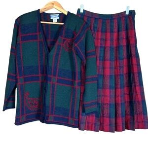 Vintage Pendleton Classic wool cardigan sweater & pleated wool skirt